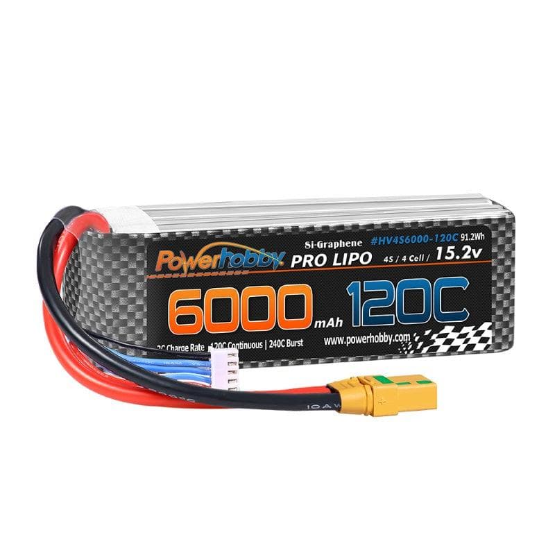 Powerhobby 4s 15.2v 6000MAH 120C Graphene + HV Lipo Battery XT90 Plug Soft Case for fpv drones 3