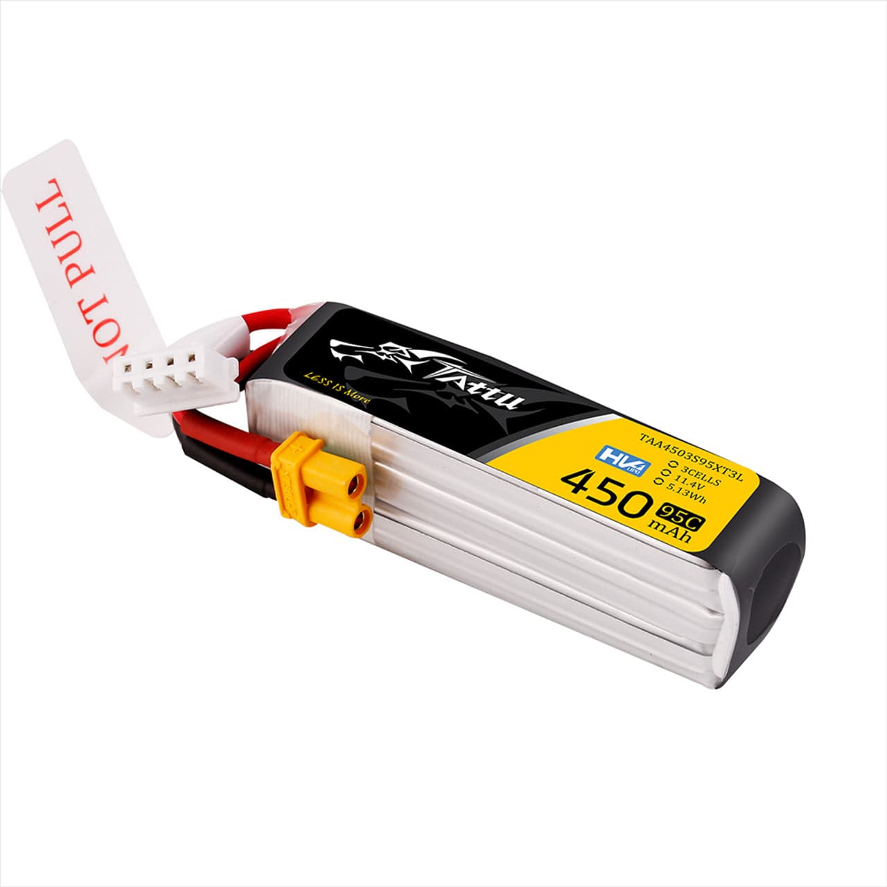 Tattu 450mAh 3s 95C 11.4V HV Lipo Battery Pack With XT30 Plug - Long Pack for fpv drones 2