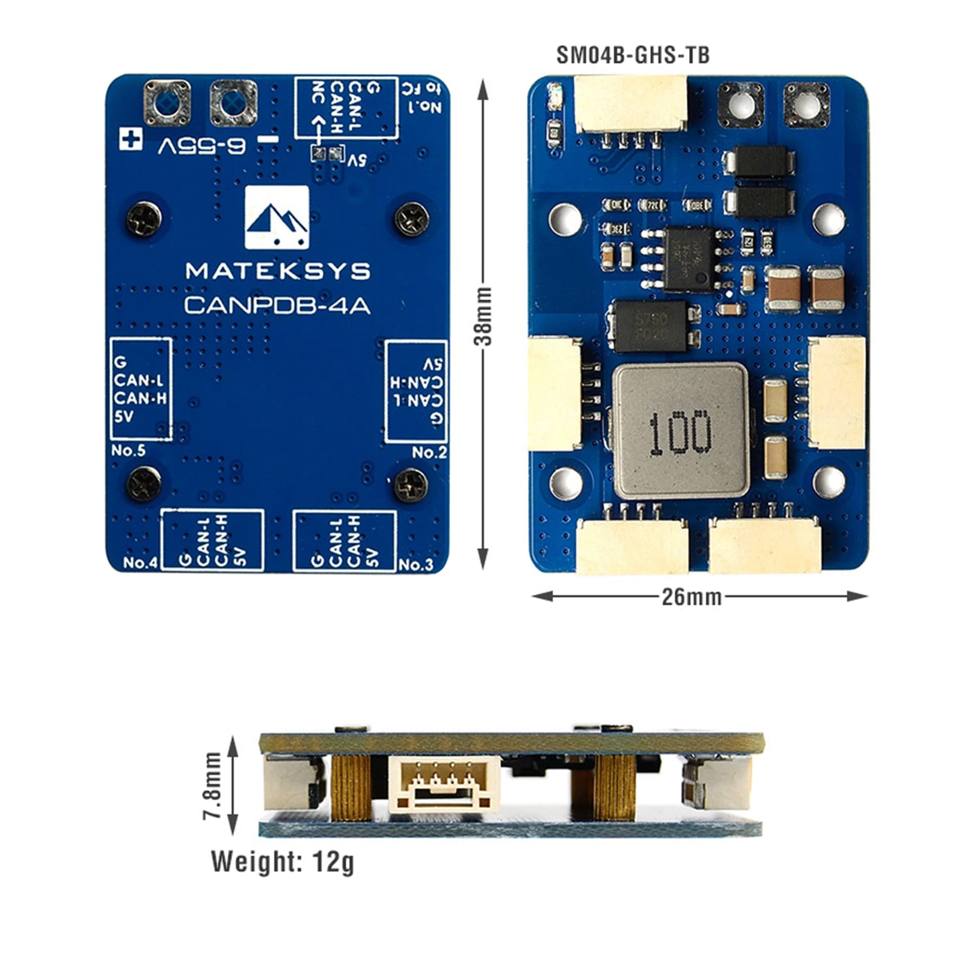 Matek CANPDB w 4A BEC & JST-GH Splitter CANPDB-4A for fpv drones 1