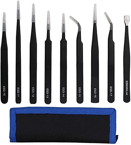 Precision Tweezers Set - 10 PCS ESD Tweezer Set for fpv drones