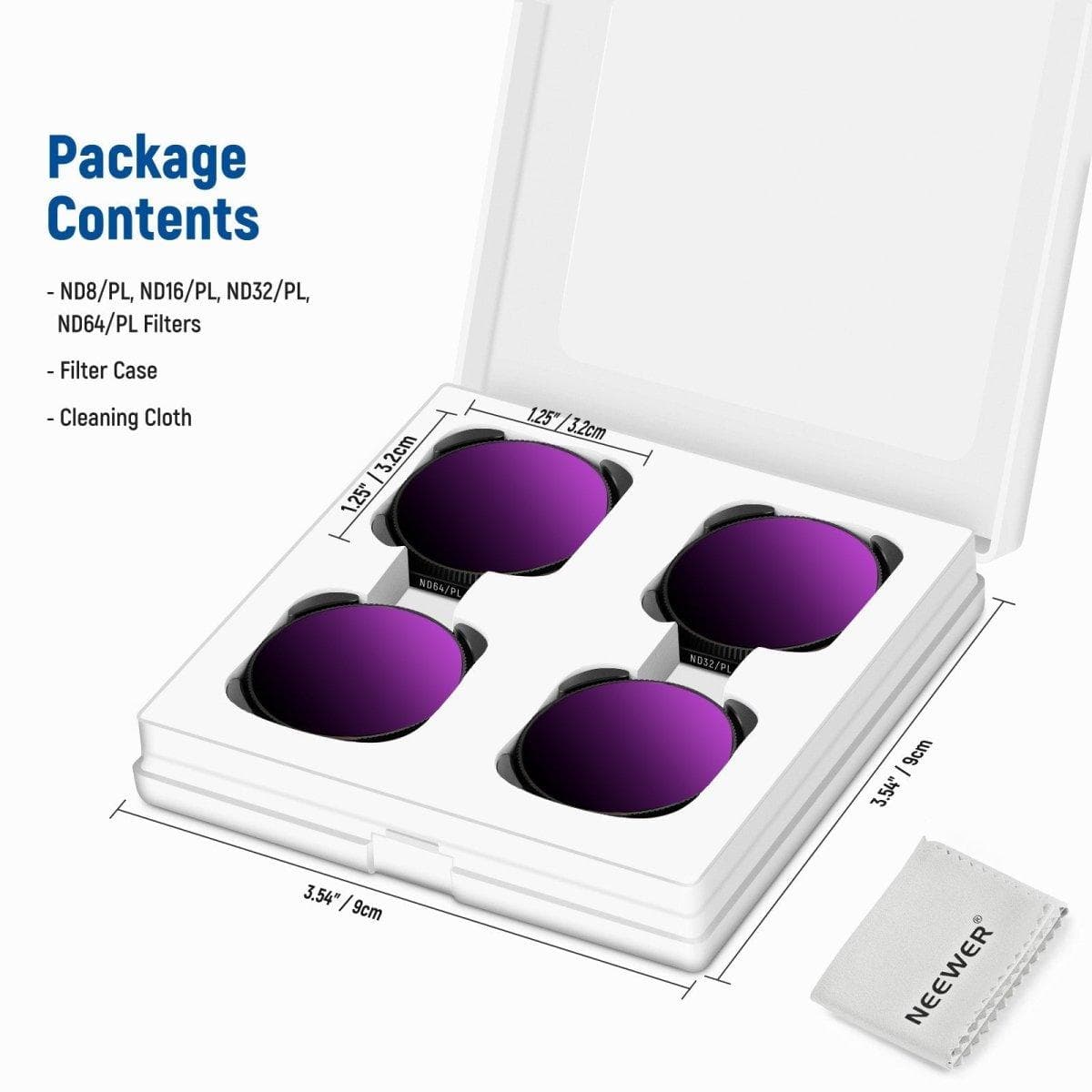 NEEWER 4 Pack ND/CPL Filter Set Compatible with GoPro Hero 12/11/10/9 for fpv drones 6