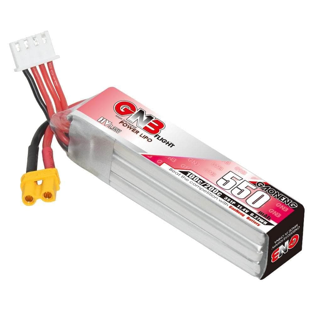 Gaoneng GNB 11.1V 3S 550mAh 90C LiPo Micro Battery (Long Type) - XT30 for fpv drones 1