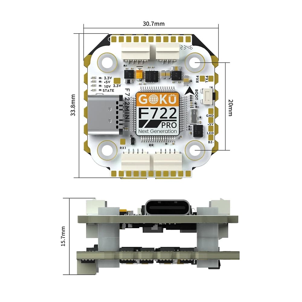 GOKU F722 Pro Mini V2 45A 32Bit 128K Stack - 20x20mm for fpv drones 3