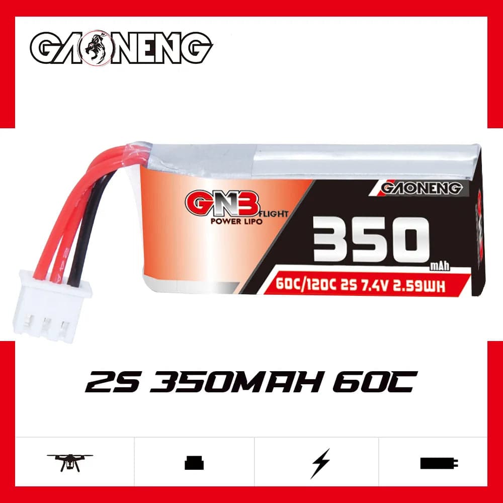 GAONENG GNB 2S 7.4V 350mAh 60C LiPo Battery XH2.54 3Pin Connector [DG] for fpv drones