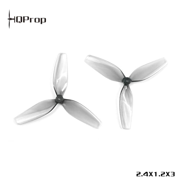 HQProp 2.4x1.2x3 Grey Tri-Blade Propellers - 1.4mm Shaft (2CW+2CCW) for fpv drones