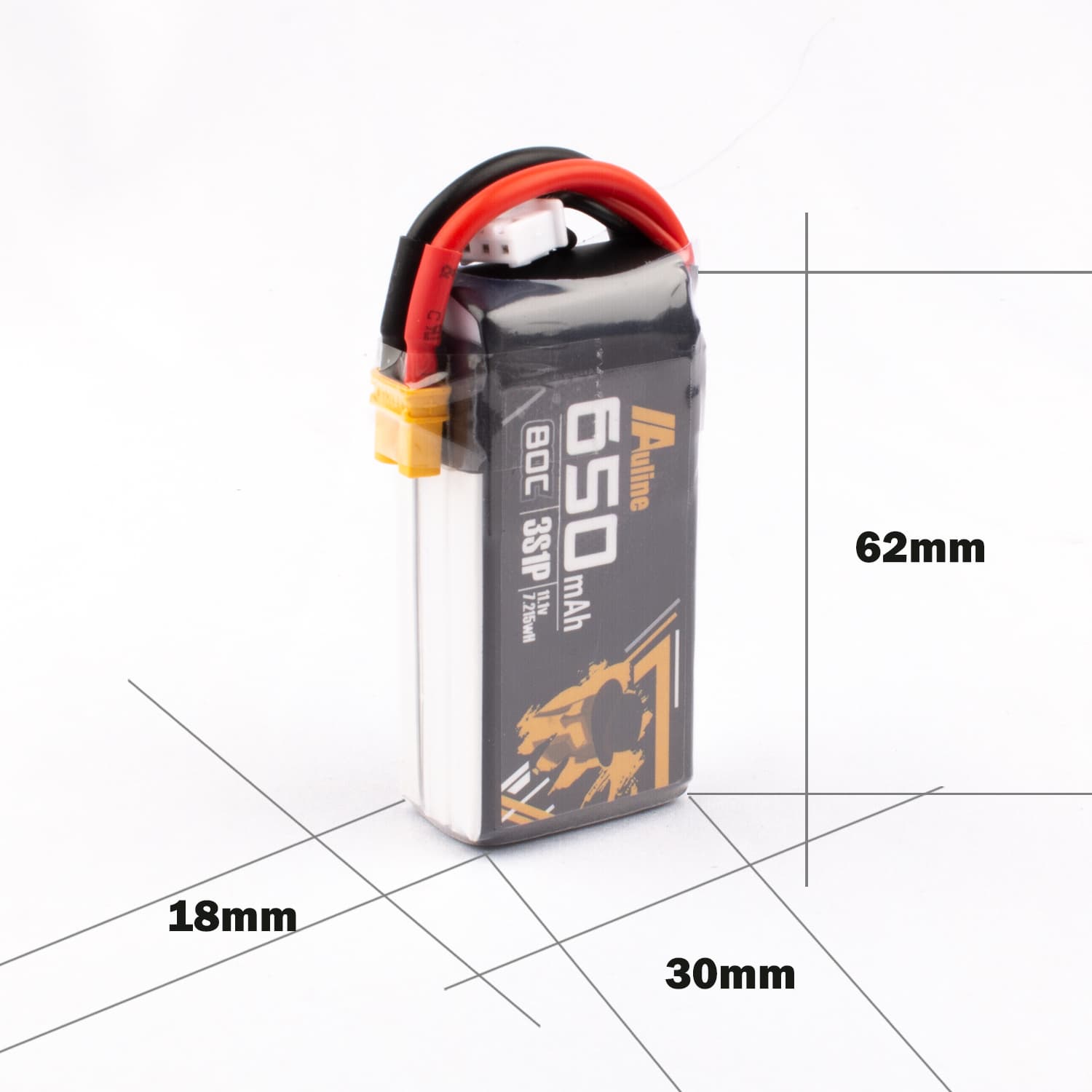 AuLine 650mAh 3S 11.1V 80C XT30 Lipo Battery for fpv drones 4