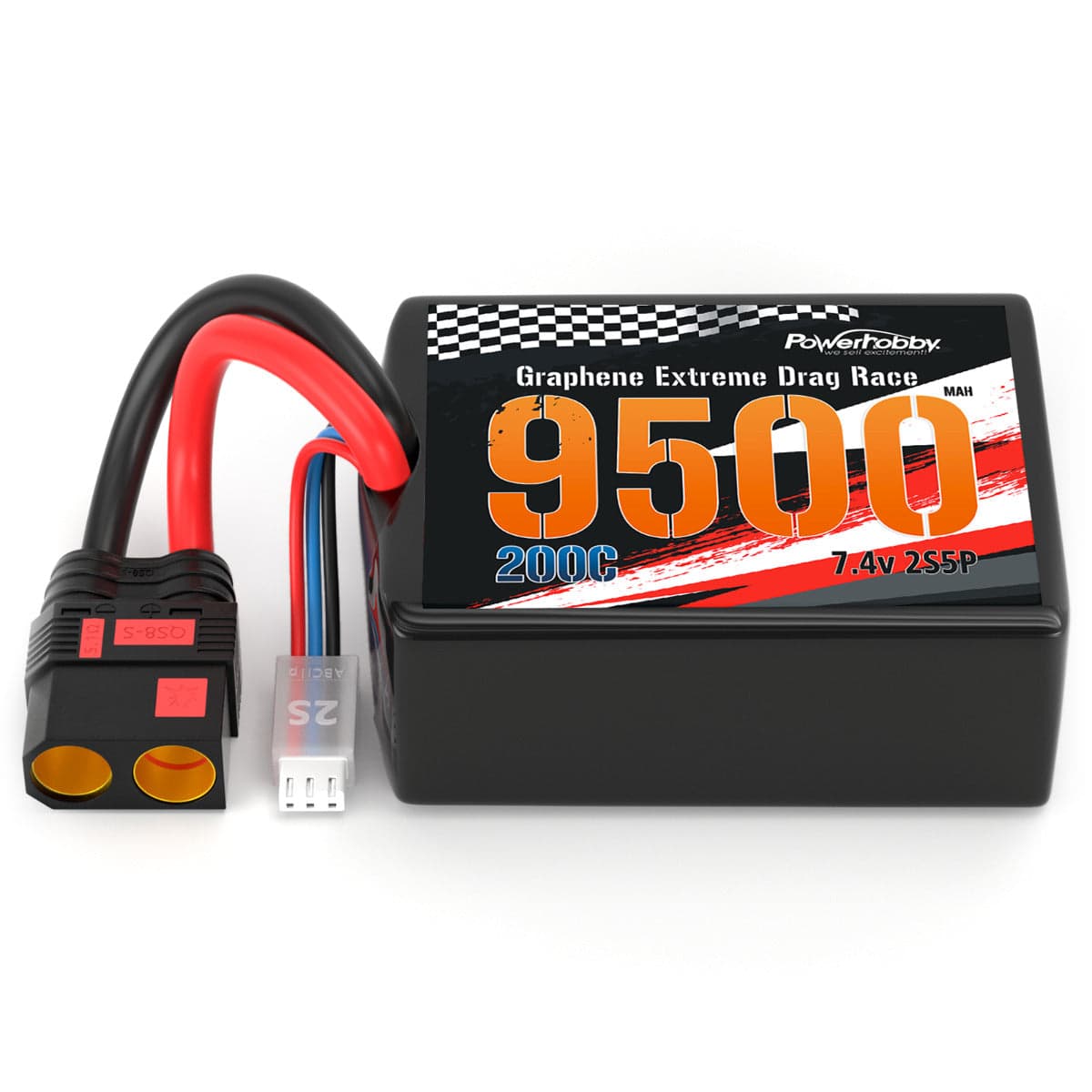 Powerhobby 2S 9500MAH 200C DRAG LIPO BATTERY PACK 2S5P w 8AWG Wire QS8 PLUG for fpv drones 3
