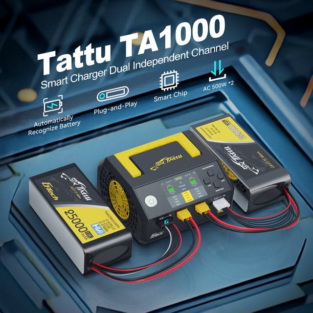 Tattu TA1000 G-Tech Dual-Channel Charger 25A X2 1000W For 1S-7S  Batteries for fpv drones 5