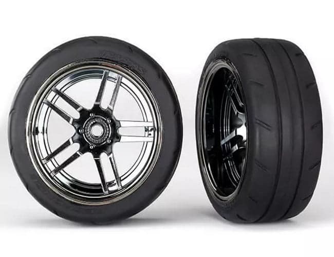 Traxxas 8374 1.9" Mounted Tires / Wheels Black Rear 4-Tec Ford GT for fpv drones