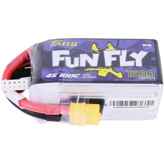 Tattu FunFly 14.8V 4S 1550mAh 100C LiPo Battery - XT60 for fpv drones 1