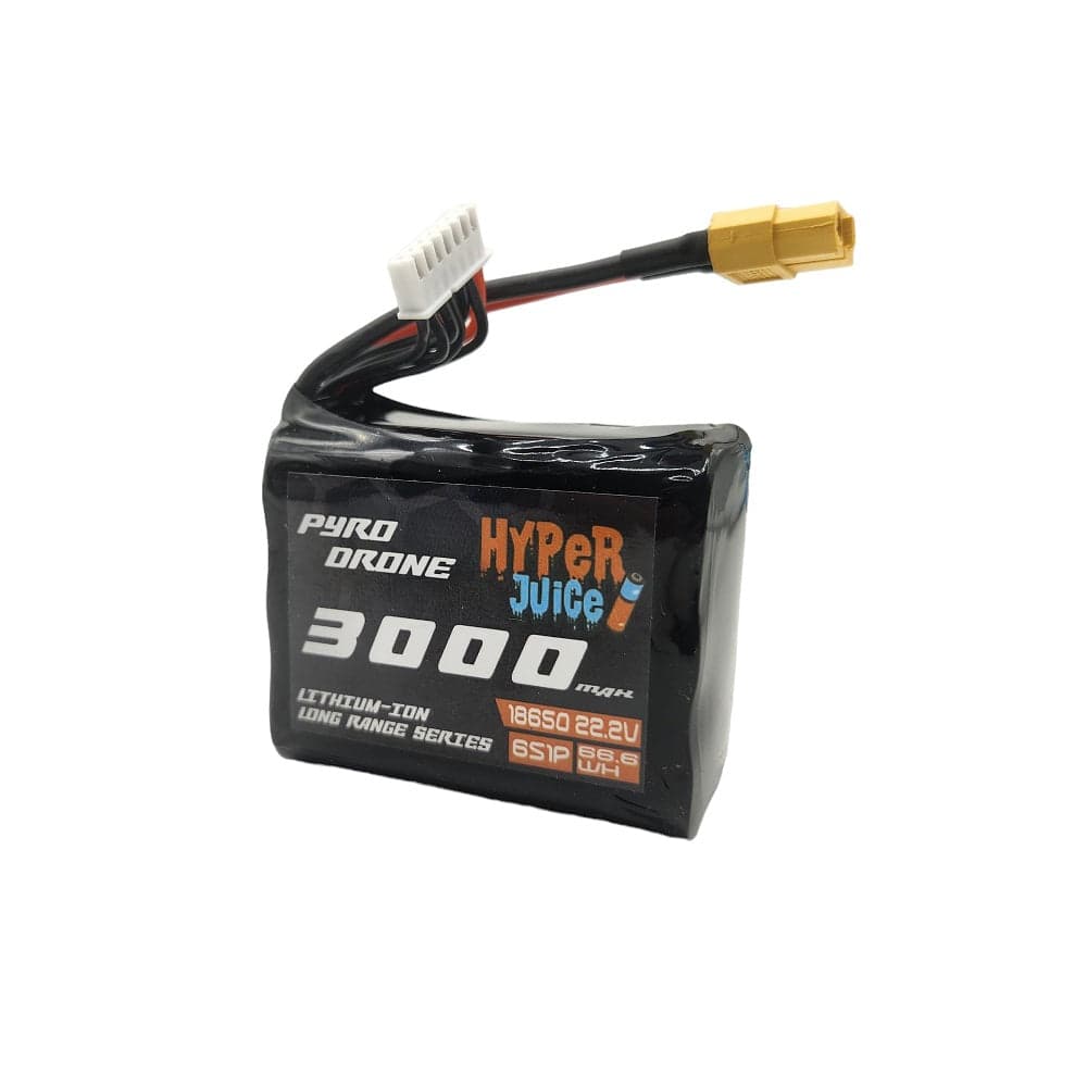 Pyrodrone Hyperjuice 3000mAh 6S1P Li-ion Long Range Battery - XT60 for fpv drones