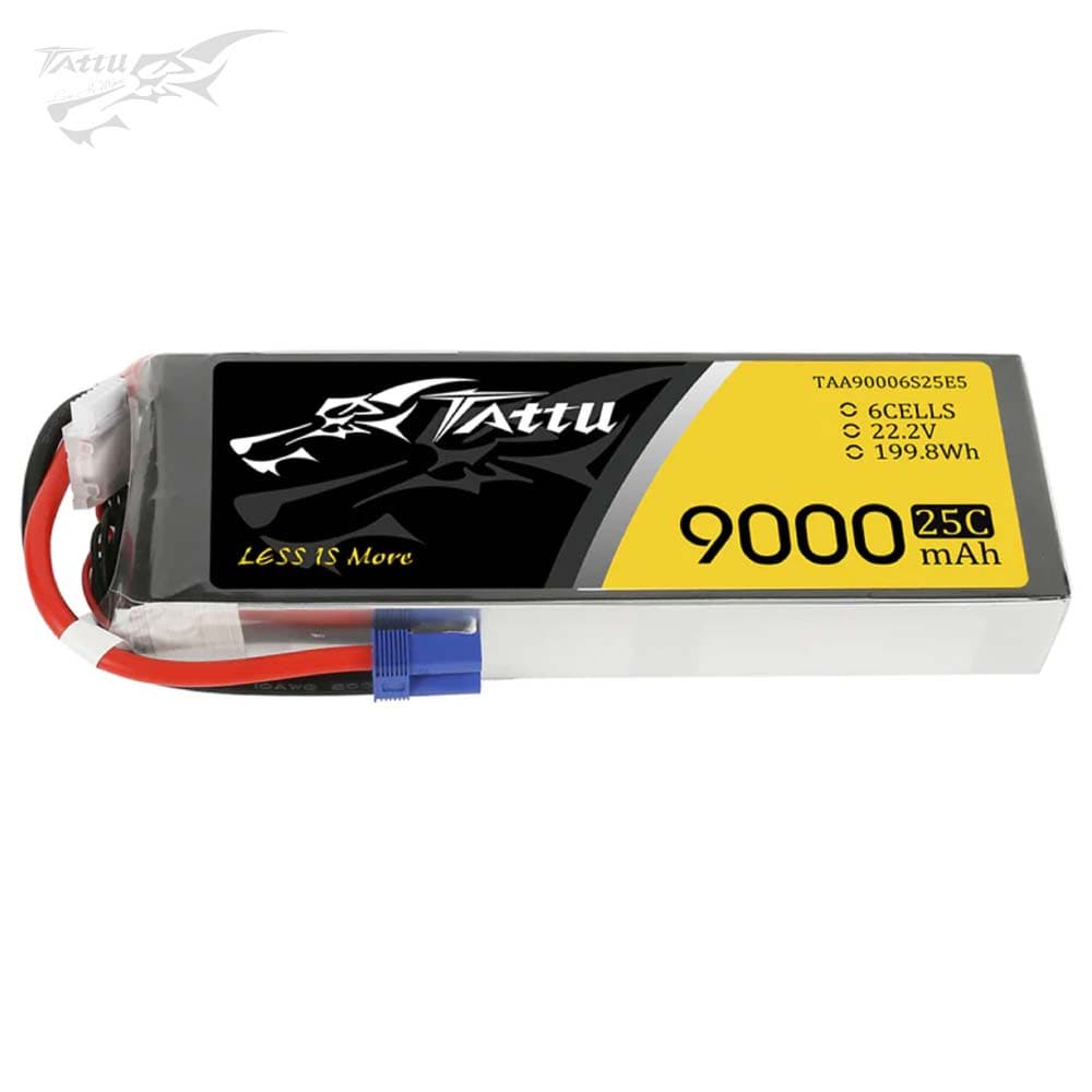 Tattu 9000mAh 22.2V 25C 6S1P Lipo Battery - EC5 for fpv drones