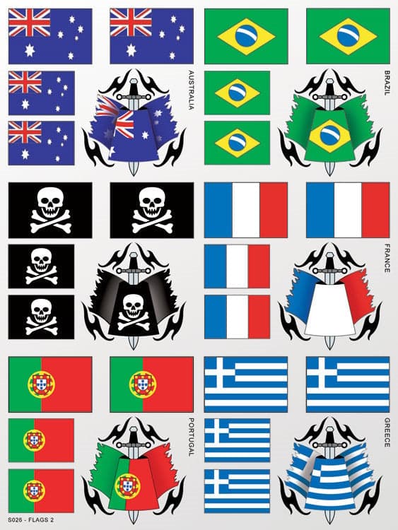 XXX Main XXXS026 Flags 2 Sticker Sheet for fpv drones