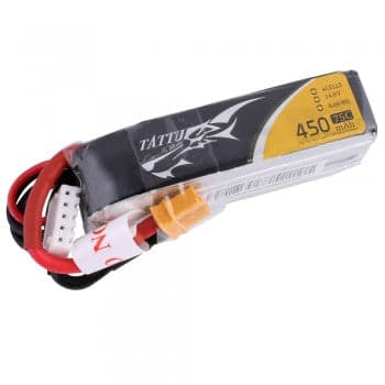 Tattu 14.8V 75C 4S 450mah Lipo Battery Pack with XT30 Plug- Long Version for fpv drones 1