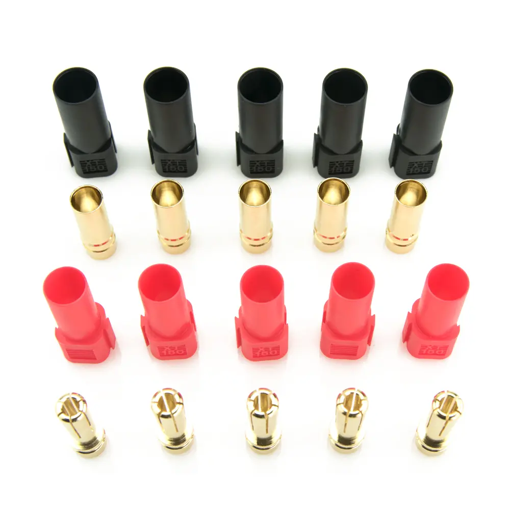 XT150 Connector Sets w/ 6mm Gold Connectors - Red & Black - 3 for fpv drones