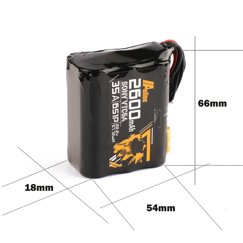 Auline VTC5A 2600mAh 6S 22.2v 35A XT60 for Long Range Flying for fpv drones 3