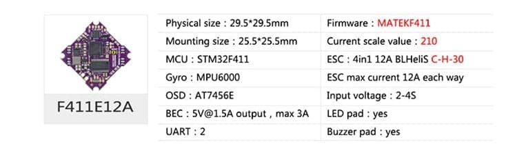 LDARC F411E12A AIO Flight Controller (F4 + 12A ESC) for fpv drones 8