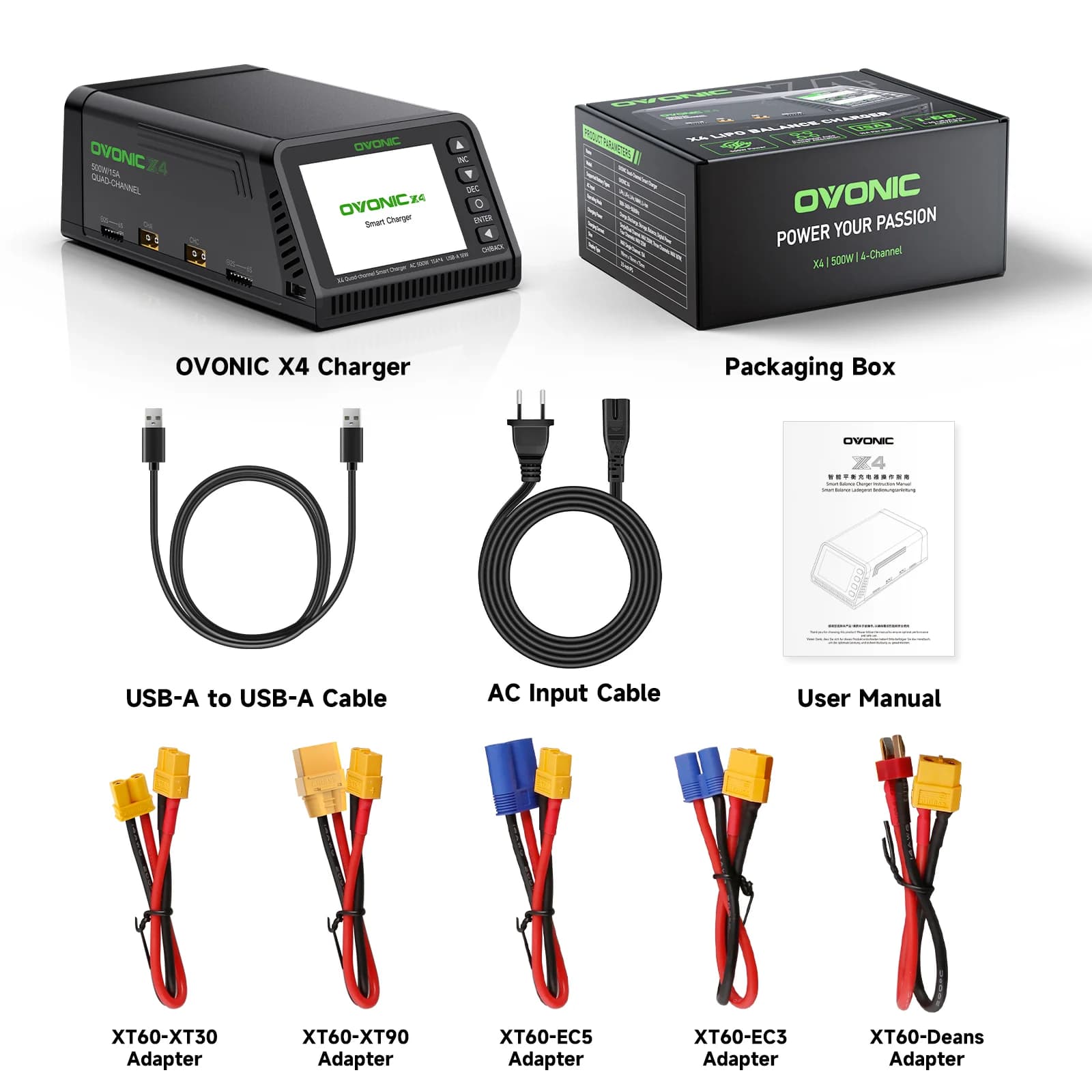 Cargador LiPo 4 Canales Ovonic X4 500W 15A 1-6S AC FPV RC | IHA Race for fpv drones 2