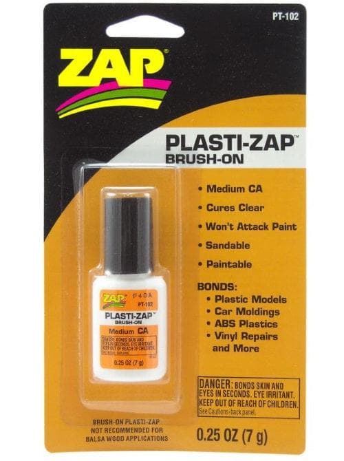 Zap PAAPT102 Plasti-Zap Brush On Bottle Medium CA, .25 oz Glue for fpv drones