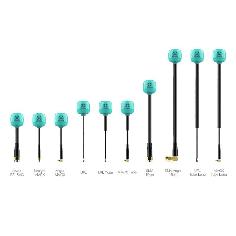 Foxeer 5.8G Lollipop 4 Plus 2.6dBi Omni Antenna 2pcs - Right Angle MMCX 165mm LHCP Teal for fpv drones 1