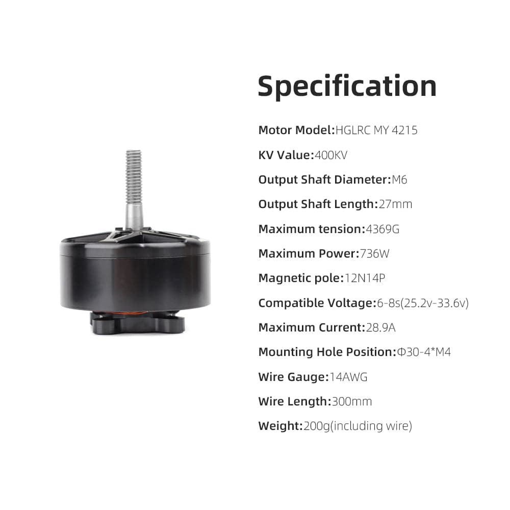 HGLRC MY 4215 400KV 6-8S Brushless Motor, High Load, 16-inch for fpv drones 1