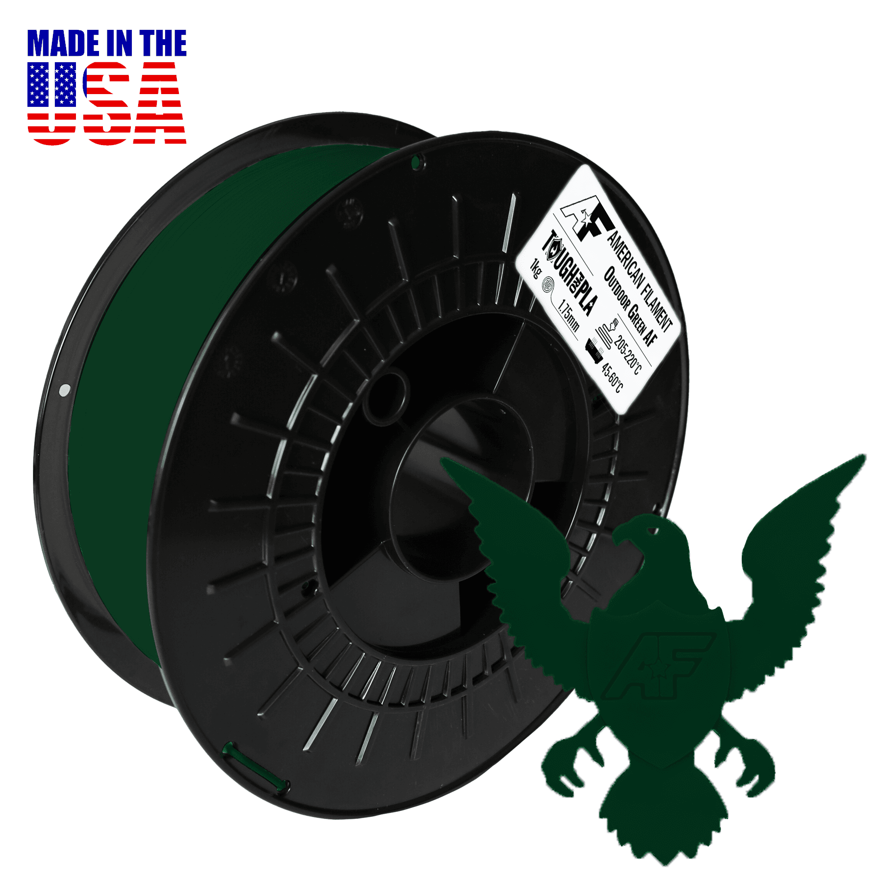 Outdoor Green AF 1.75mm Tough Pro PLA+ Filament Made in the USA! for fpv drones