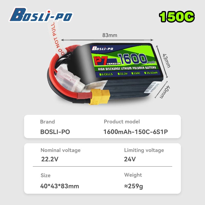 Boslipo P7 Version 1600mAh 150C 4/6S FPV Battery for fpv drones 4