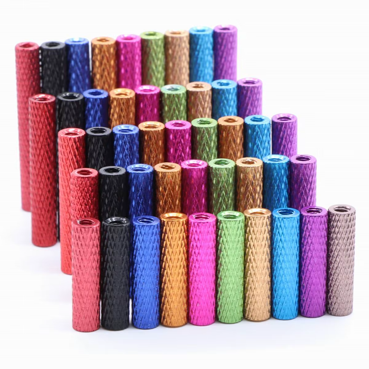 10pc M3 Knurled Standoffs Coloured Aluminium Pack for fpv drones 90