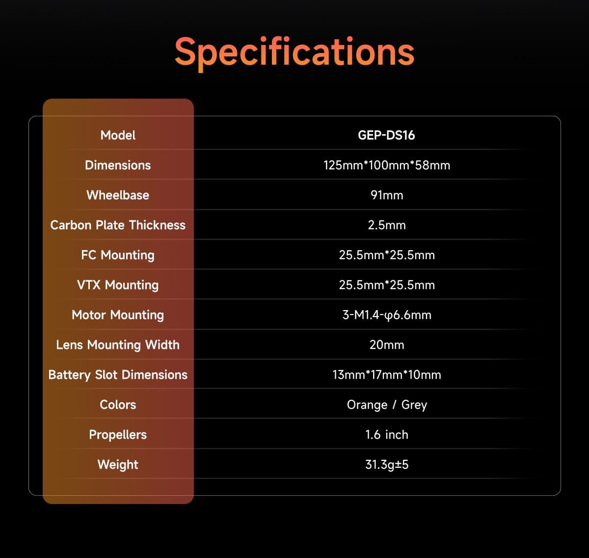 GEPRC GEP-DS16 (Darkstar 16) 1.6-inch CineWhoop Frame for DJI O4 Air Unit for fpv drones 5