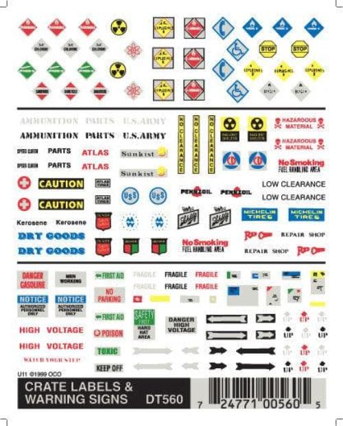 Woodland Scenics DT560 Crate Labels & Warning Signs Train Decal Sheet for fpv drones