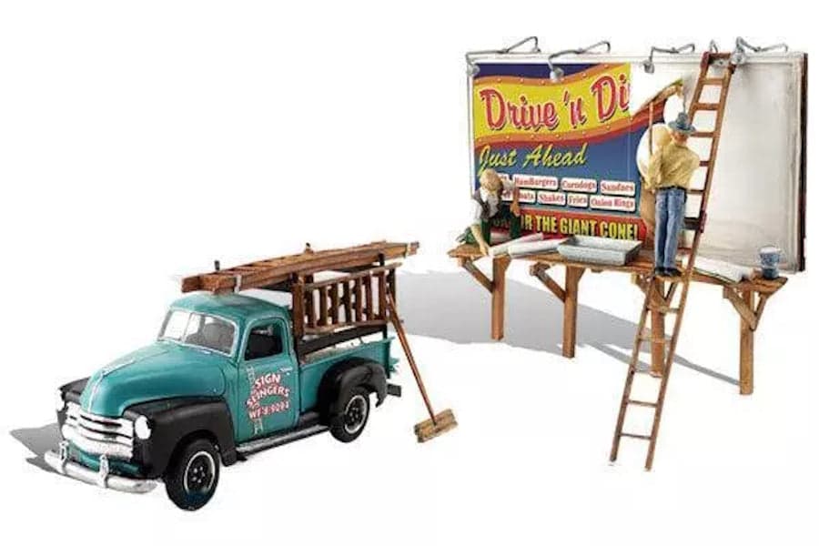 Woodland Scenics AS5556 HO Sign Slingers Vehicle Figure Built & Ready for fpv drones