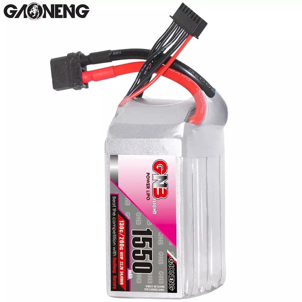 GNB 1550mAh 22.2v 6S 130C - XT60 Lipo Battery with Plastic Plate for fpv drones 2