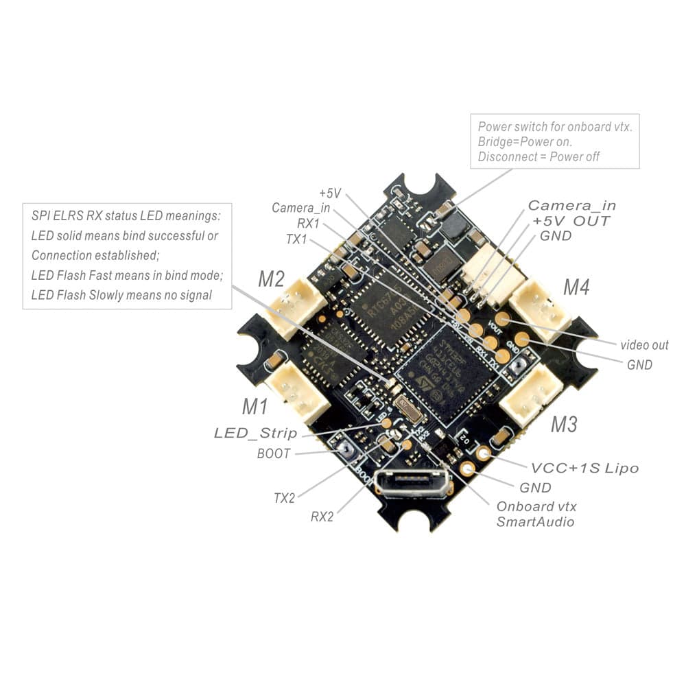 Happymodel ELRSF4 AIO Flight Controller 2.4GHz ELRS V3.1 V3.3 | 5-in-1 FC for fpv drones 3