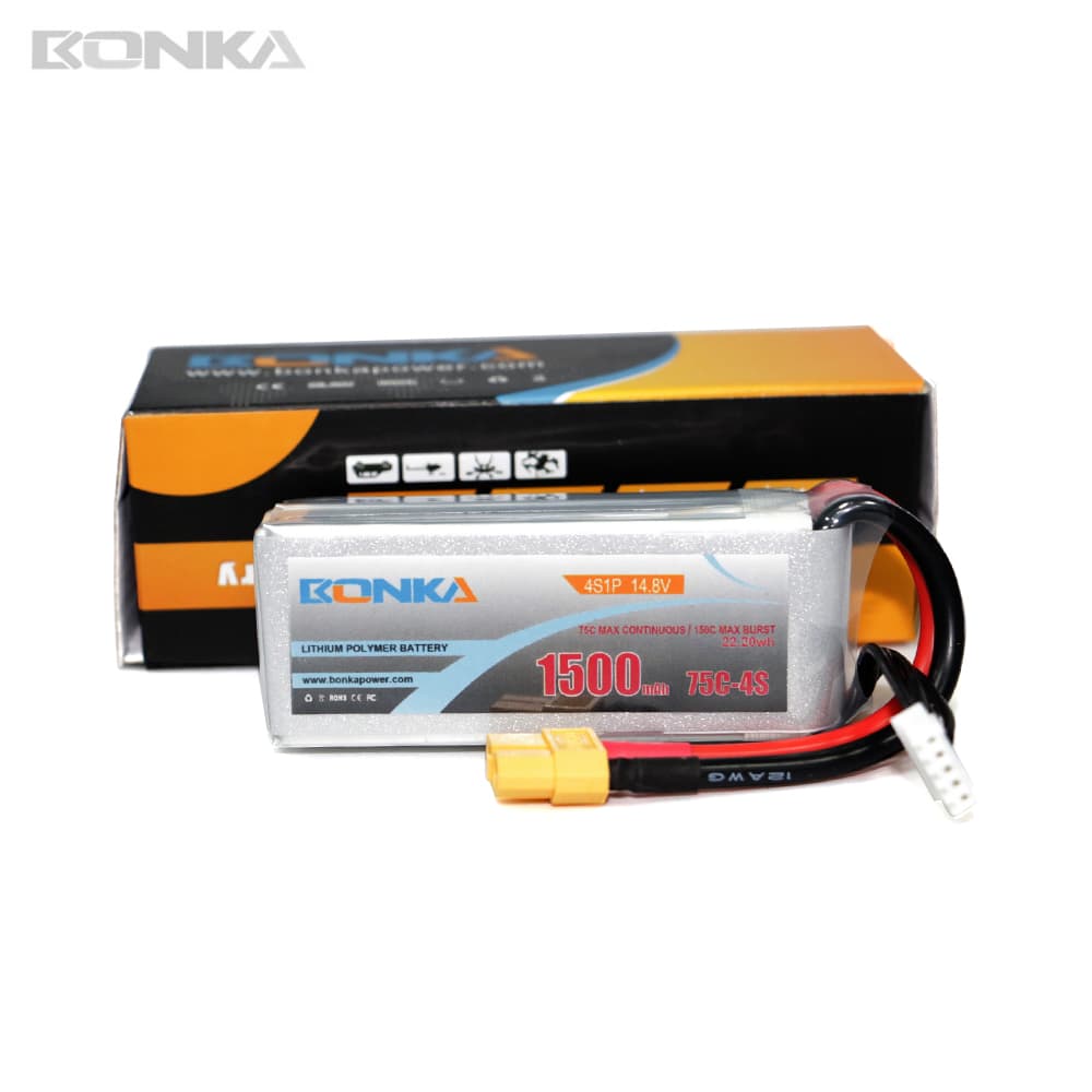 Bonka 1500mAh 14.8V 75C 4S LiPo Accu for fpv drones 1