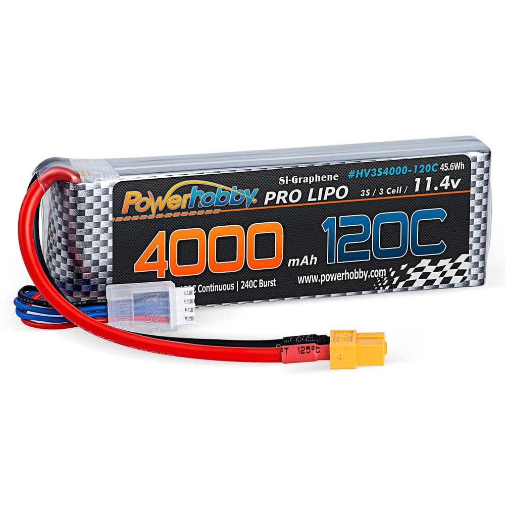 Powerhobby 3s 11.4V 4000mah 120c Graphne + HV Lipo Battery w XT60 Plug for fpv drones 7