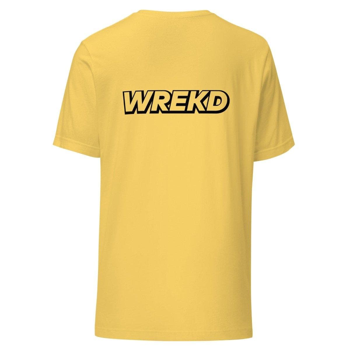 WREKD Black on Yellow Logo Tee for fpv drones 4