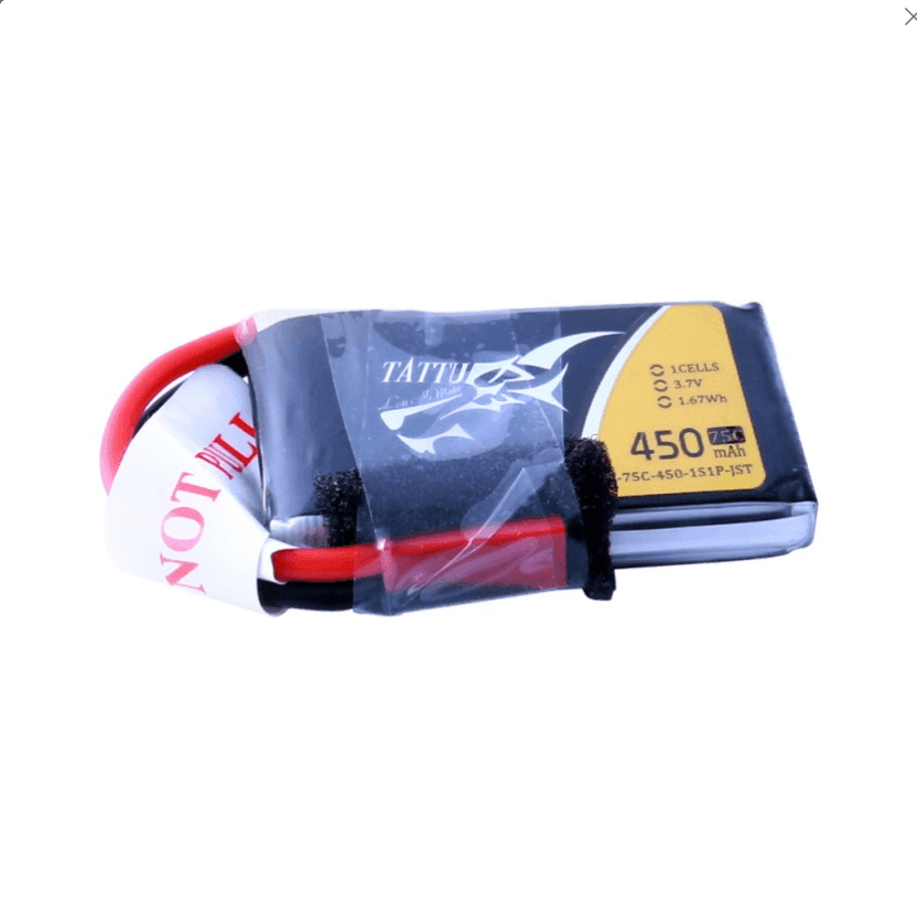 Tattu 75C 1S1P 3.7 v 450mah Lipo Battery Pack with JST-SYP Plug for fpv drones 2