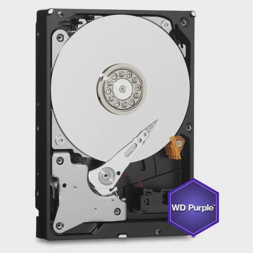 Western Digital WD Purple 2TB 3.5" Surveillance HDD 5400RPM 64MB SATA3 145MB/s 180TBW 24x7 64 Cameras AV NVR DVR 1.5mil MTBF 3yrs ~WD20PURZ [PC] for fpv drones