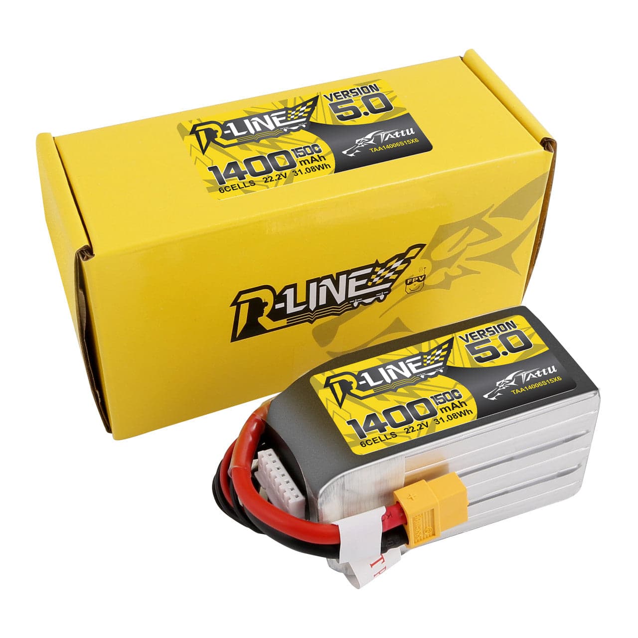 Tattu R-Line Version 5.0 1400mAh 6S 150C 22.2V LiPo Battery Pack with XT60 Plug for fpv drones 4