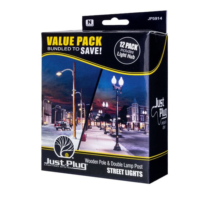 Woodland Scenics JP5914 Wooden Pole & Double Lamp Post Value Pack - N Scale for fpv drones