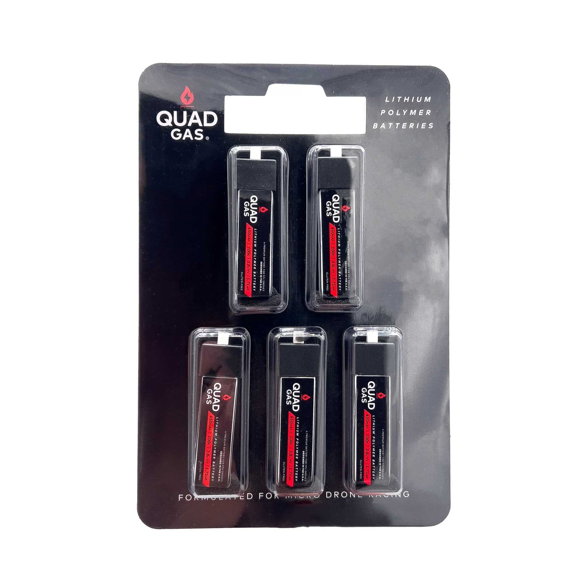 WREKD® Quad Gas 1S 450mAh V2 Batteries (5 pack) for fpv drones 1