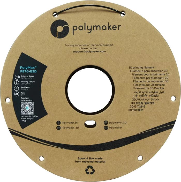 Polymaker PolyMax PETG-ESD 3D Printing Filament (1.75mm) 500g for fpv drones 3