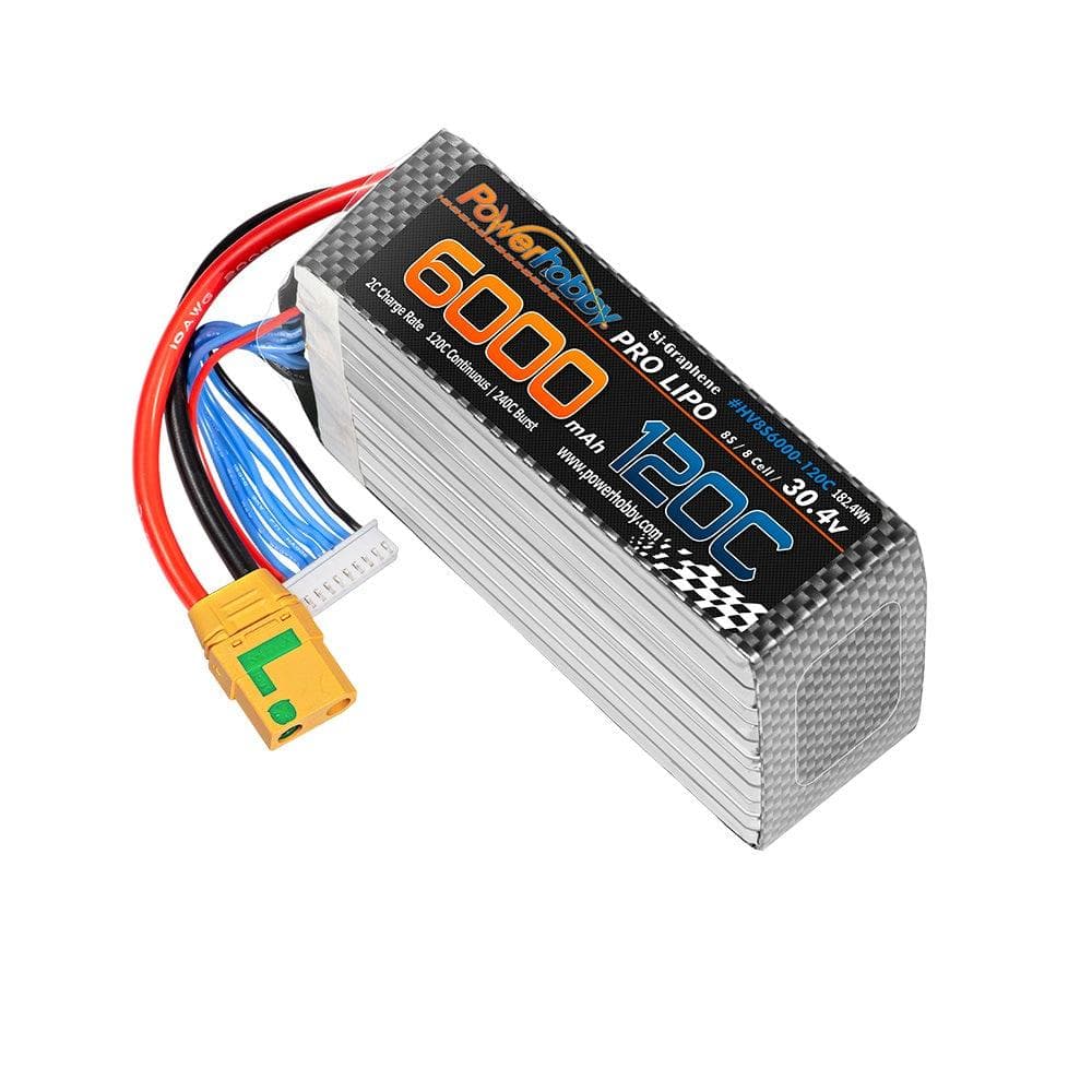 POWERHOBBY 8S 30.4V 6000MAH 120C GRAPHENE + HV LIPO BATTERY W XT90 PLUG for fpv drones 1