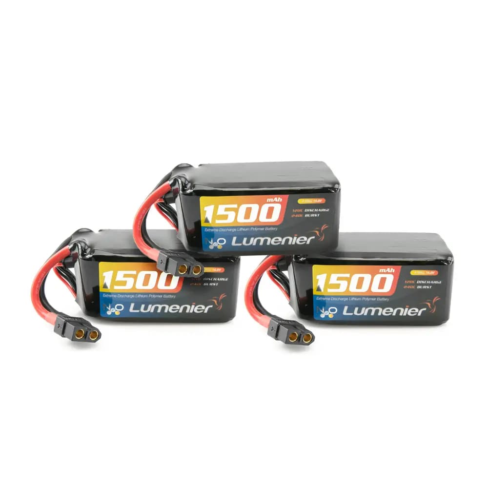 Lumenier N2O 1500mAh 4S 120c LiPo Battery (XT-60) - 3 Pack Bundle - 14.8 Volt (4 Cell) for fpv drones 1