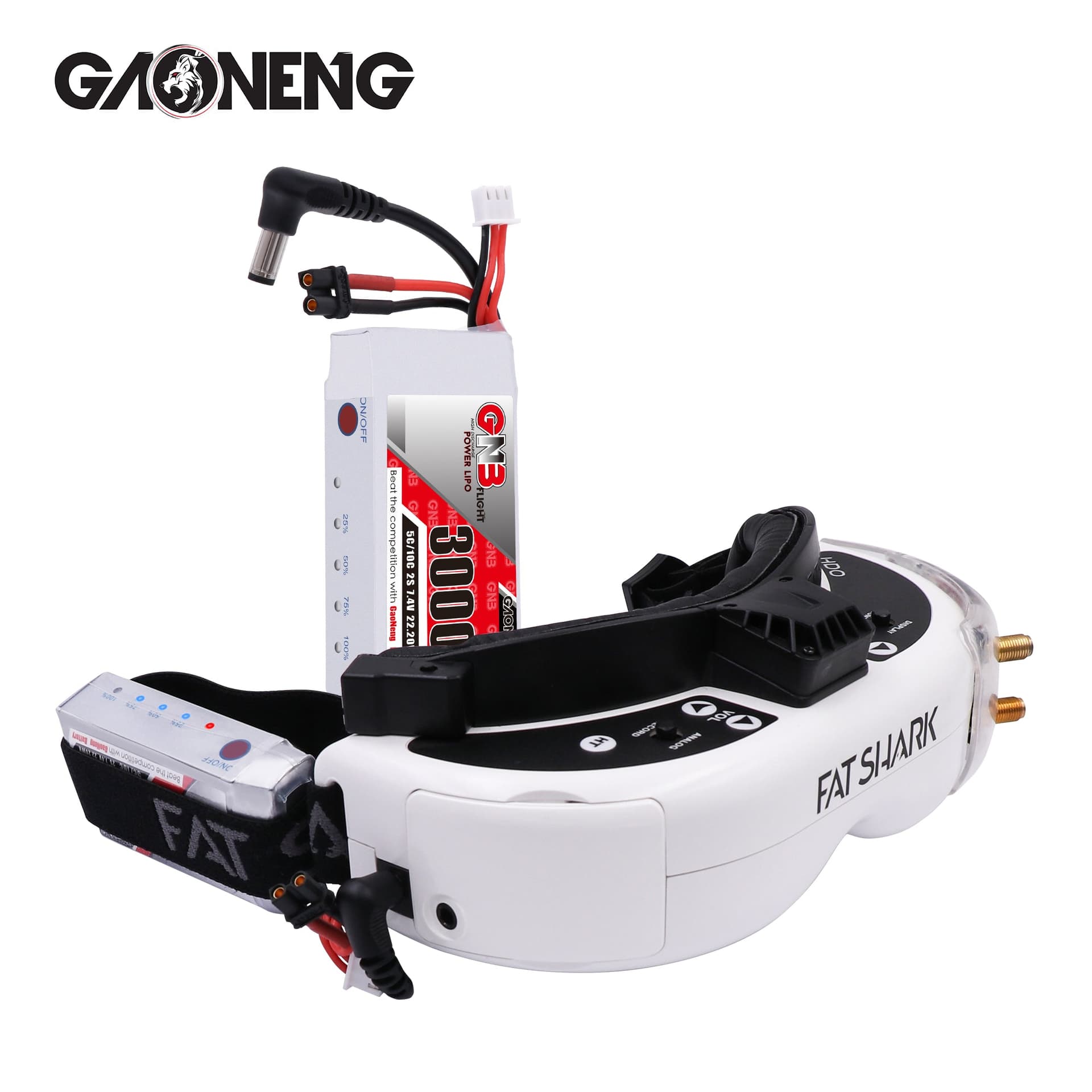 Gaoneng GNB 3000MAH 2S 5C Goggles Lipo Battery Power Indicator for fpv drones 3