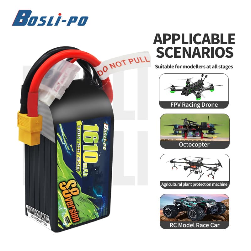 Bateria LiPo 6S 1610mAh 160C BosLipo S8 XT60 FPV Racing for fpv drones 2