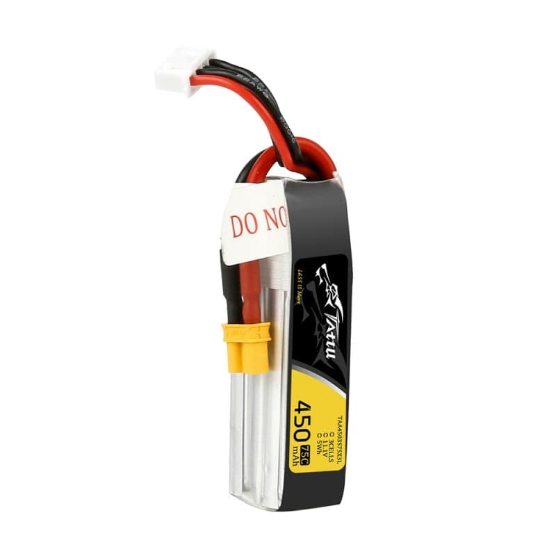 Tattu 450mAh 11.1V 75C 3S1P Long Lipo Battery Pack XT30 for fpv drones 1