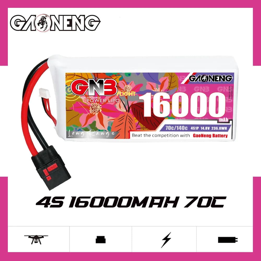 GAONENG GNB 4S1P 14.8V 16000mAh 70C RC LiPo Battery QS8 [DG] for fpv drones