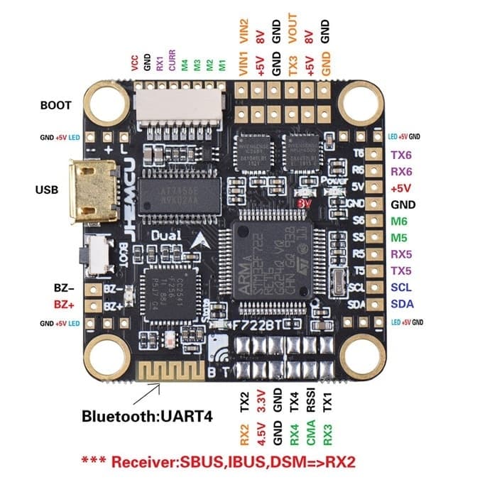 JHE F7 BT Dual Gyro DJI Flight Controller for fpv drones 22