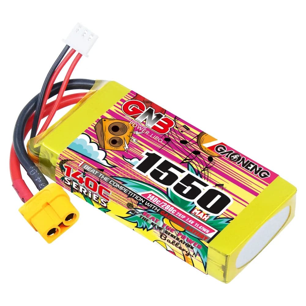 GAONENG GNB 2S 7.4V 1550mAh 140C XT60 LiPo Battery [DG] for fpv drones 2